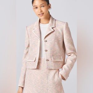 Vintage Pendleton Tweed Boucle Pink 2 Button Preppy Classic Blazer Jacket Size 8